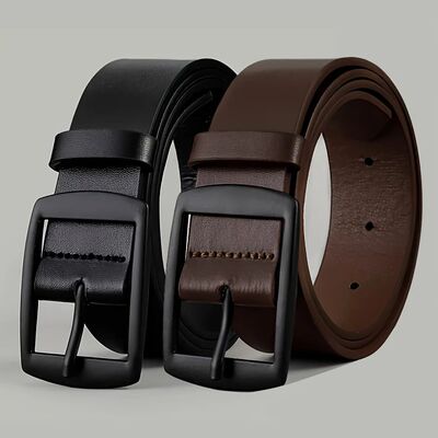 New Luxury Belt for Men PU Leather Belt Metal Pin Buckle Hig