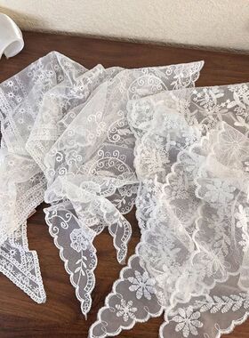 Sweet white floral lace scarf triangular neck scarf fashiona