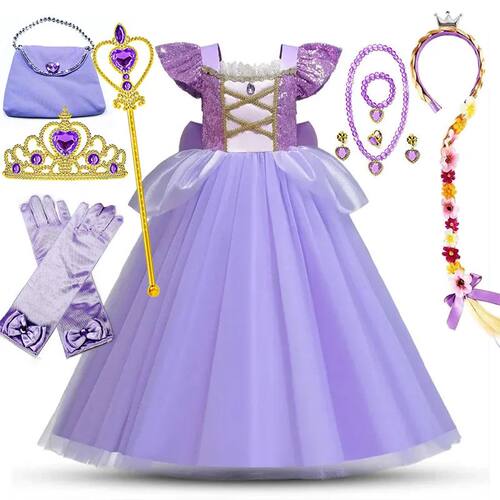 European and Style Girl Princess Dress Rapunzel Apparel Ball