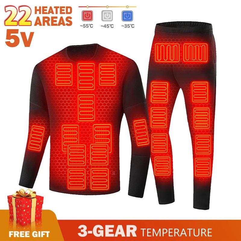 Winter Electric Heated Underwear Set Motorcycle Jacket Self