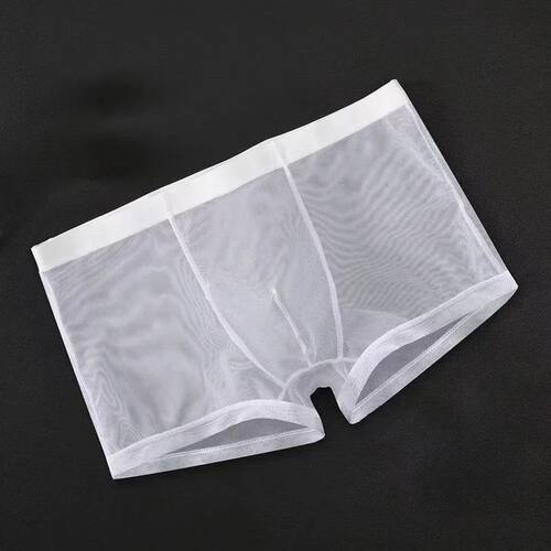 Underwear Transparent Boxers Bulge Ice Silk See Through Unde