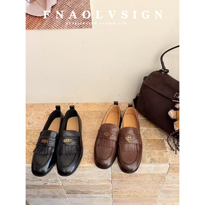 【现货秒发】金币扣流苏小皮鞋