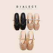 水钻方头粗跟浅口玛丽珍单鞋 女2025新款 内增高包头凉拖鞋 羊皮版