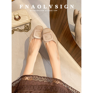 羊皮版~优雅风方扣内增高单鞋女2026新款浅口舒适软底玛丽珍鞋女