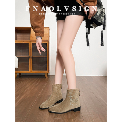 【现货秒发】英伦风绒面短靴女