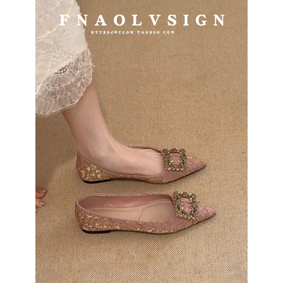 【现货！免费试穿】水钻方扣单鞋