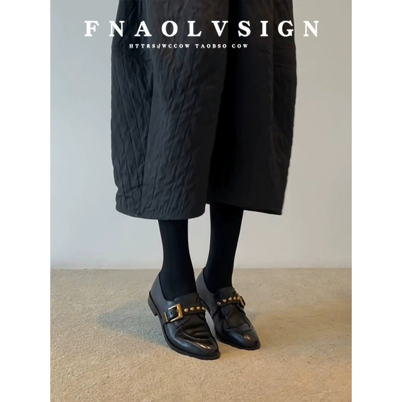 牛皮版~简约风复古低跟小皮鞋女百搭jk配裙一脚蹬乐福鞋深口单鞋,女鞋,乐福鞋（豆豆鞋）,淘宝优惠券,粉丝福利购,淘宝优惠卷