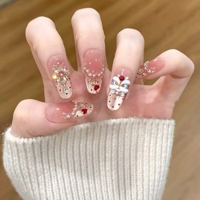 2026醒狮法式猫眼锆石堆钻美甲片