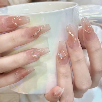 纯手工穿戴甲新款立体蝴蝶晕染