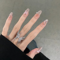 凌洛純手工穿戴甲中橢圓漸變爆閃