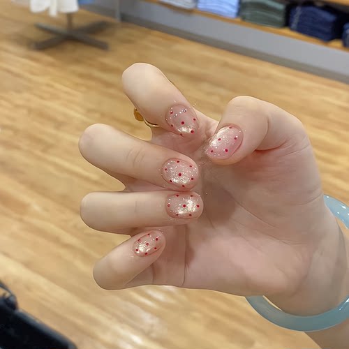 凌洛手工裸色猫眼波点穿戴甲显白