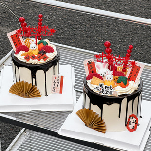 2025中秋节快乐蛋糕装饰福满中秋阖家团圆小兔子烘焙甜品摆件