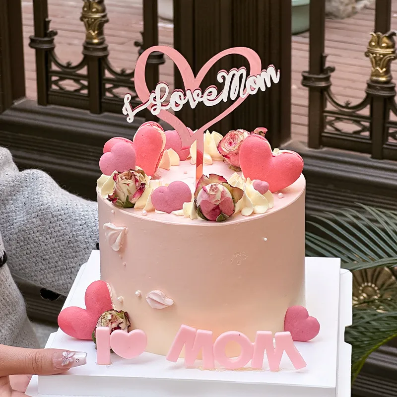 2025母亲节蛋糕装饰爱心l love mom亚克力插件妈妈生日烘焙装扮