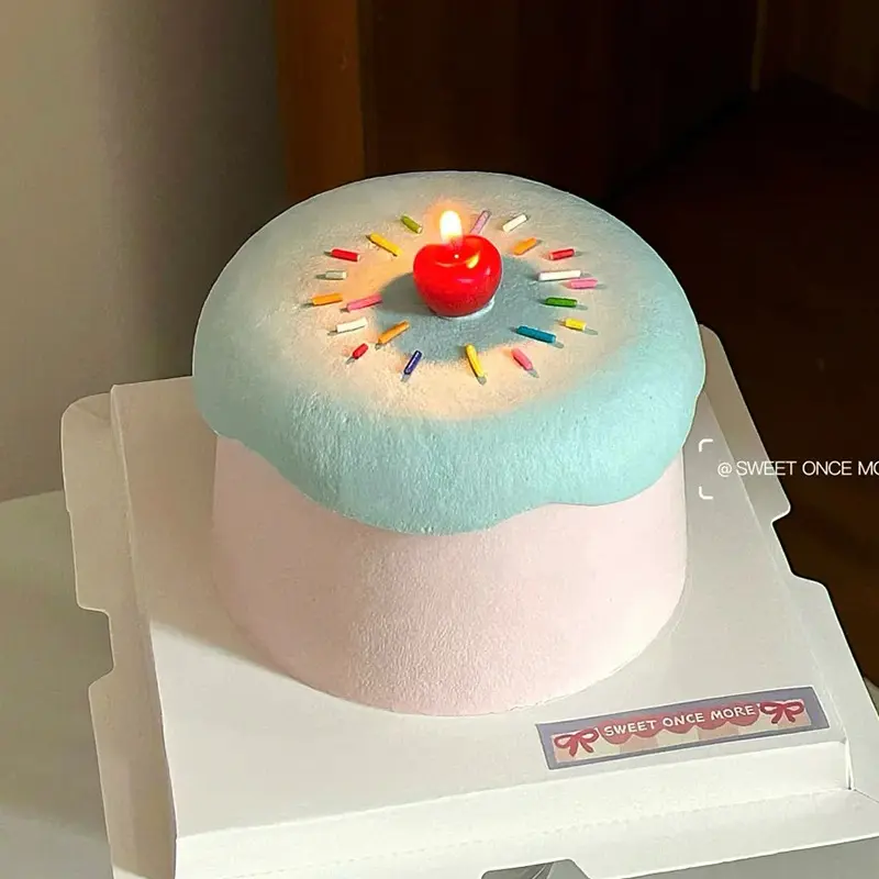 网红ins风蛋糕装饰摆件樱桃蜡烛彩色糖针创意生日甜品台装扮插件