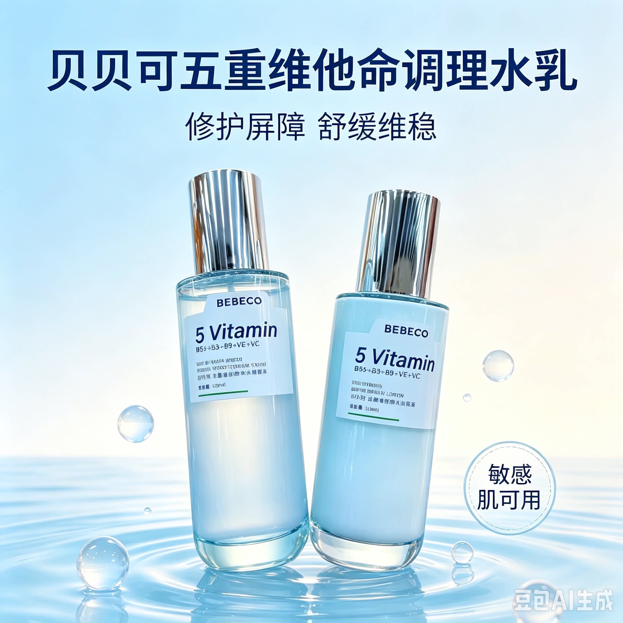 贝贝可五重维他命调理水乳套装补水保湿舒缓修护敏感肌痘肌护肤品
