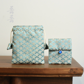 高档加绒抽绳束口文玩收纳布袋子双层首饰珠宝手镯纽扣包装 饰品袋