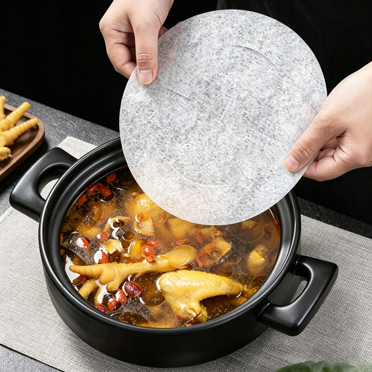 日本原装进口食品吸油纸食物专用厨房煮炖煲汤喝去油食用滤油纸膜