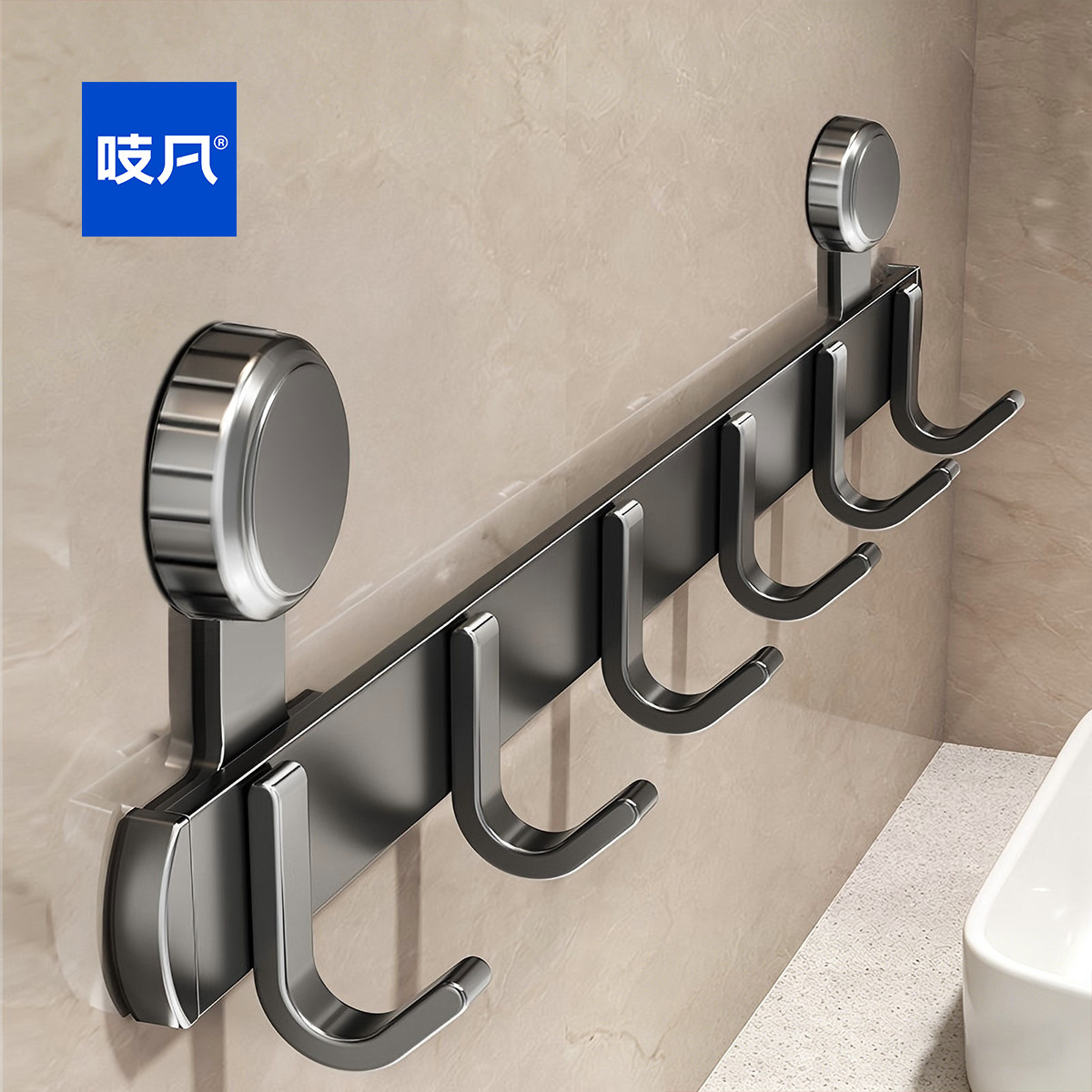 日本吸盘浴室挂钩免打孔强力承重卫生间门后挂衣架墙上排钩置物架