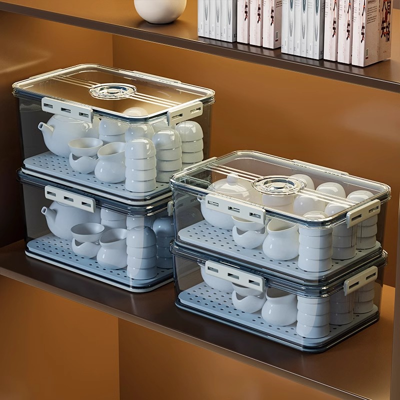 日本茶具茶杯收纳盒防尘带盖