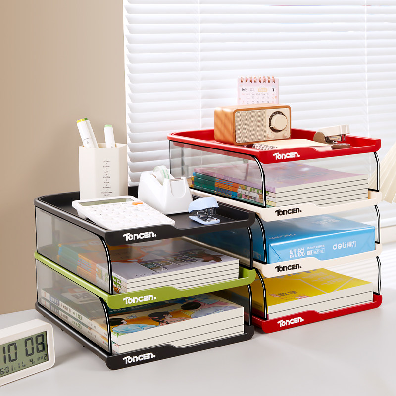日本书桌收纳置物架书架文件架书本a4纸学习整理盒学生桌面收纳盒