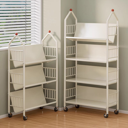 日本可移动带轮儿童书架