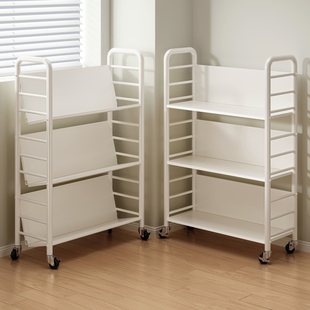 日本书架置物架落地多层可移动带轮书架收纳书桌旁落移动家用书柜