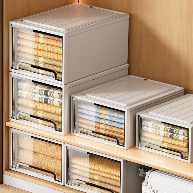 日本衣柜收纳分层神器衣服收纳箱抽屉式收纳盒衣物储物透明整理箱
