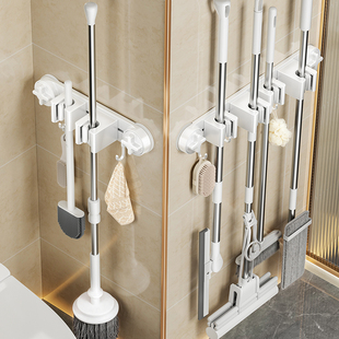 日本吸盘拖把壁挂夹卫生间墙上收纳神器钩浴室置物架拖把架免打孔