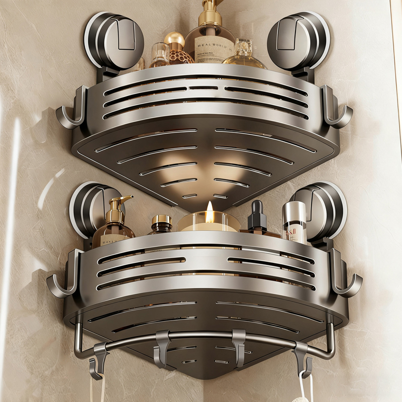 日本卫生间置物架浴室厕所洗漱台墙上免打孔洗手间沐浴露收纳架子