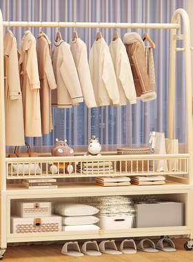 日本衣架卧室落地2025新款可移动的挂衣架家用衣物衣服房间置物架