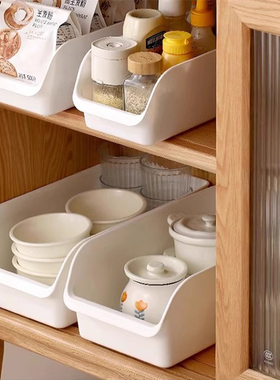 日本橱柜收纳盒桌面长条整理盒玄关桌上杂物窄长型钥匙储分隔物盒