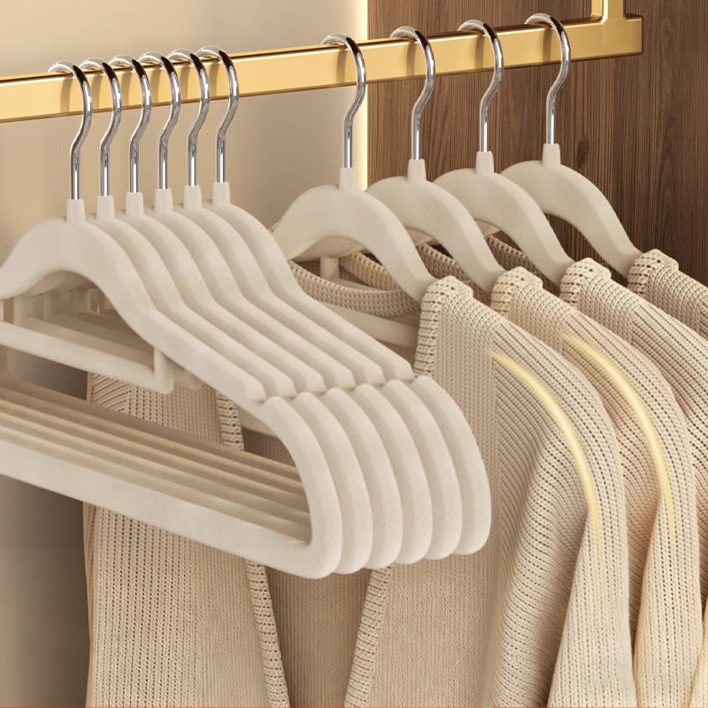日本植绒衣架无痕防滑家用整理师专用防肩角晾挂衣服收纳加粗撑子