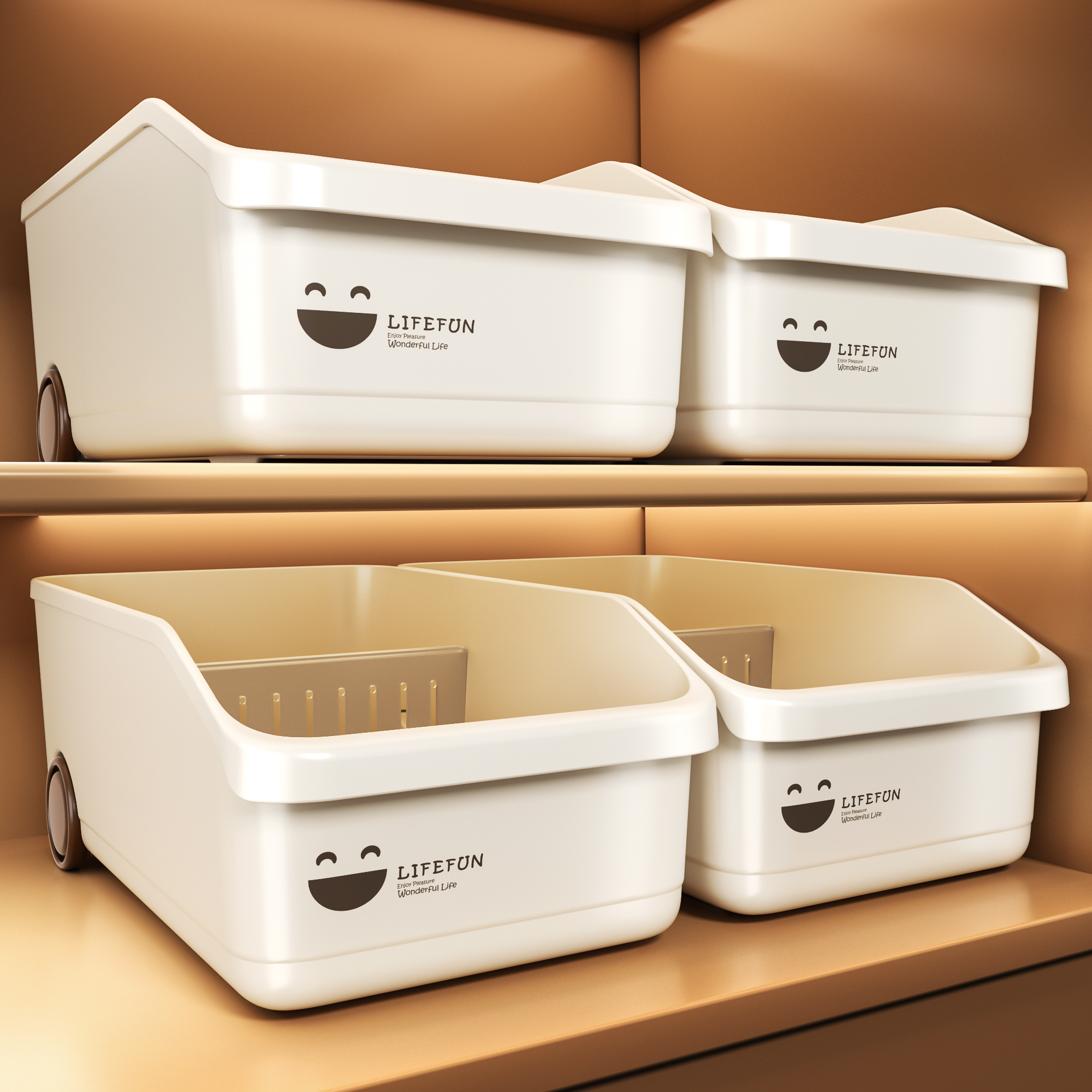 厨房收纳盒带轮杂物整理盒