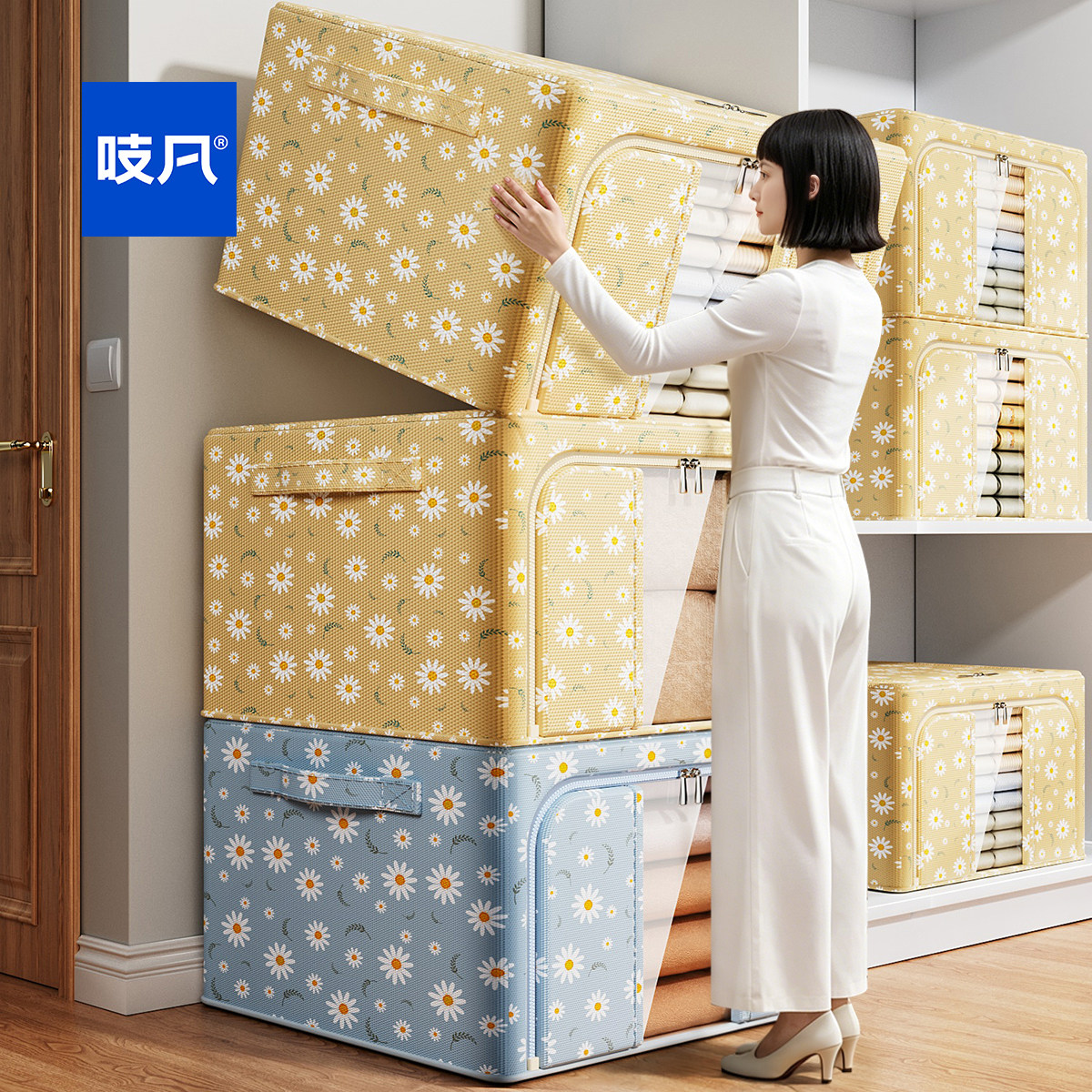 日本衣服收纳箱整理箱家用衣柜衣物百纳箱牛津布大容量超大储物箱