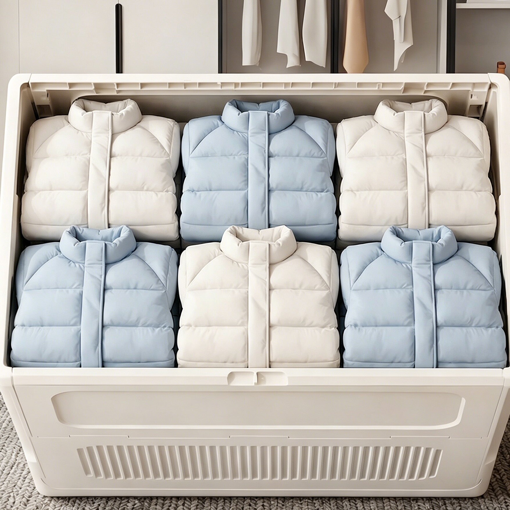 日本羽绒服收纳箱家用超大容量被子整理箱储物柜专用2026新款折叠