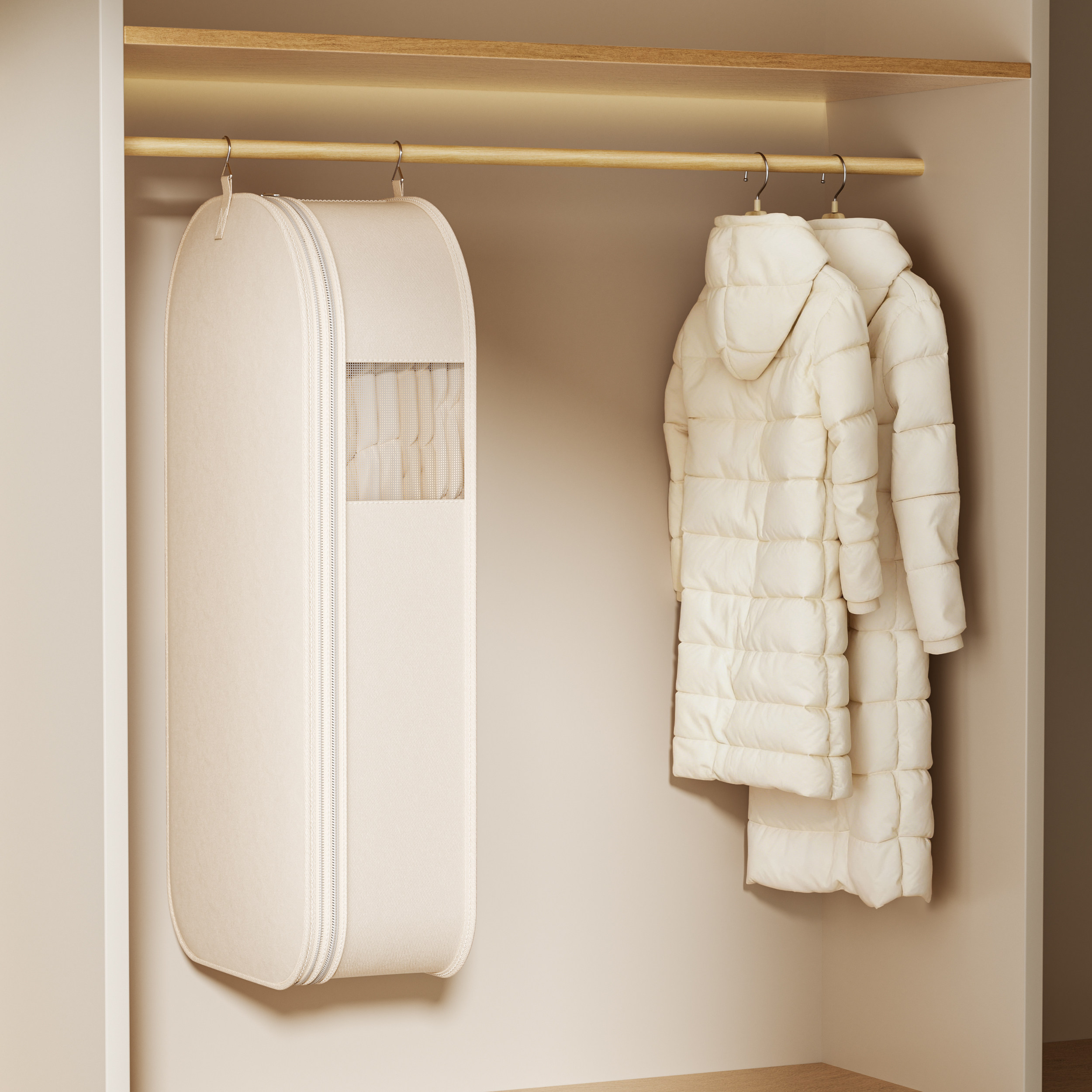 日本羽绒服压缩收纳袋衣服防尘袋挂式家用大衣防尘罩透明挂衣袋子