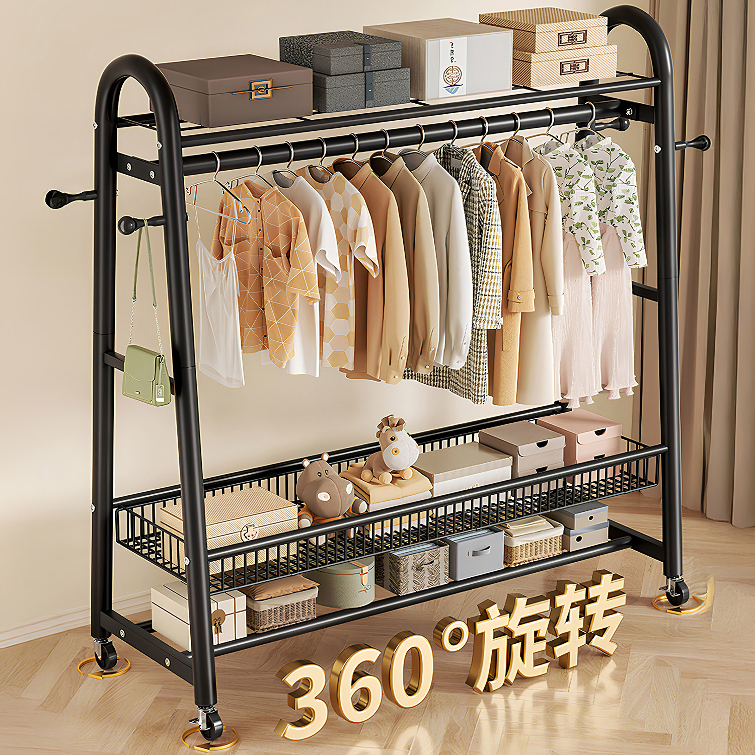 日本衣架落地卧室2025新款晾衣架子固定结实耐用超强承重加粗加大