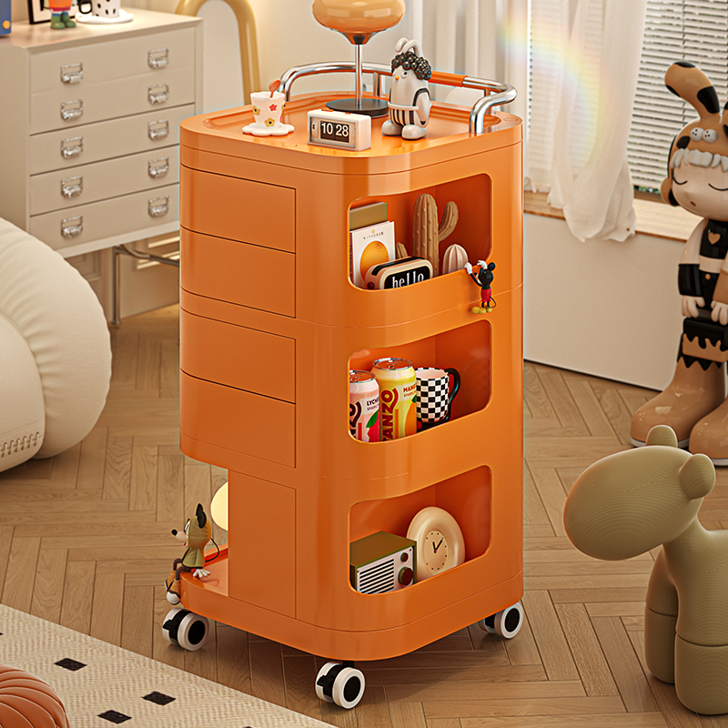 日本小推车置物架零食多层收纳架卧室客厅落地婴儿用品移动书架子