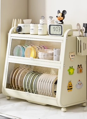 日本厨房碗柜碗碟收纳架台面新款碗盘置物放餐具碗筷子盒沥水架子
