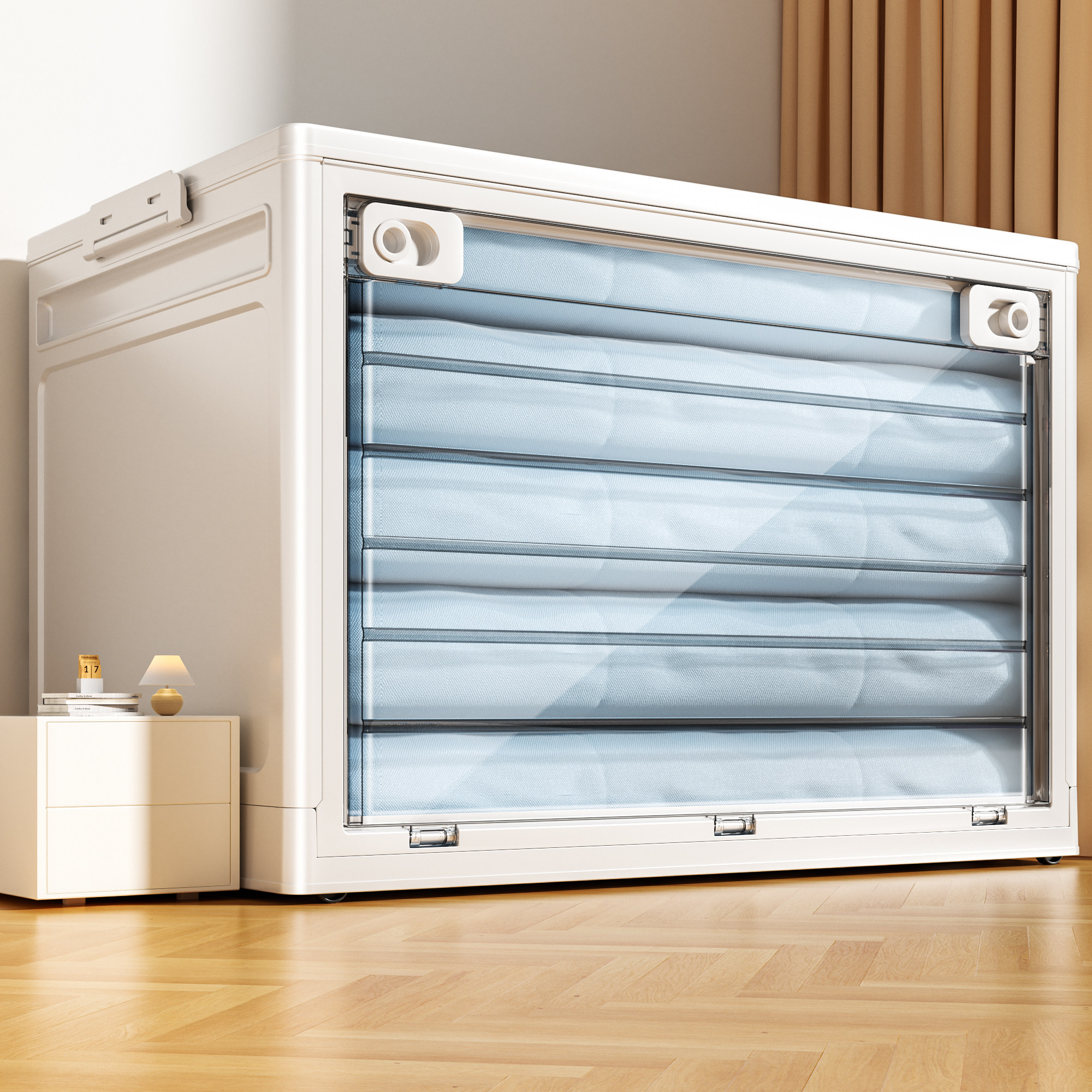 日本收纳箱家用衣柜衣物衣服被子整理箱塑料透明折叠储物箱书本箱