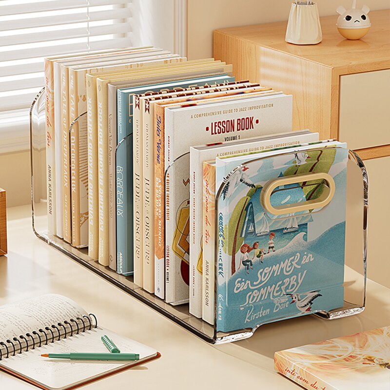 日本学生桌面书立架带笔筒防倒