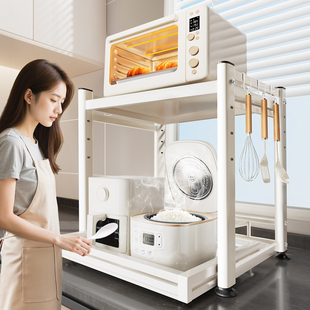 日本抽拉式格兰仕微波炉架子厨房多功能电饭煲烤箱专用台面收纳架