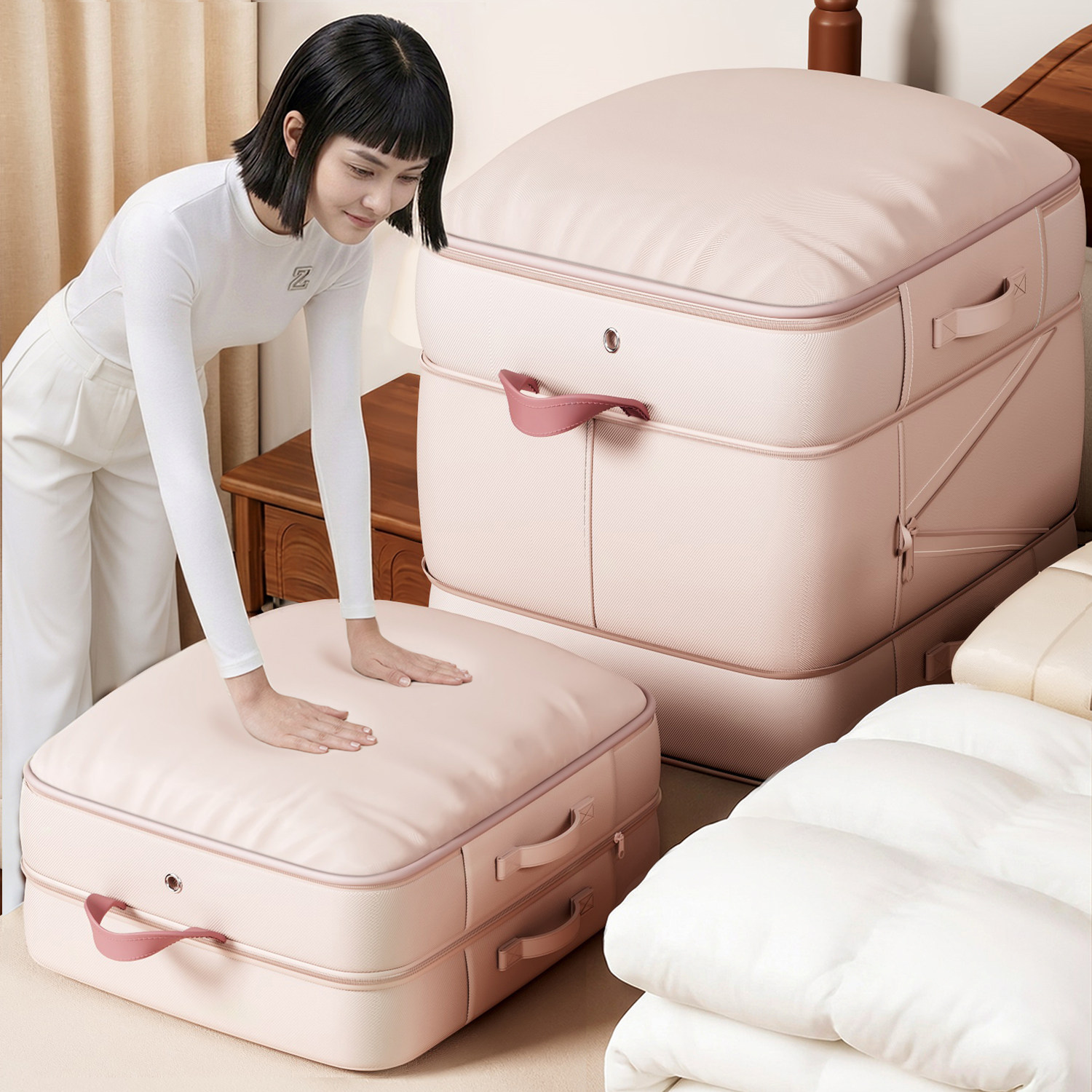 日本被子收纳袋羽绒服压缩专用收纳袋大容量棉衣服整理搬家布袋子