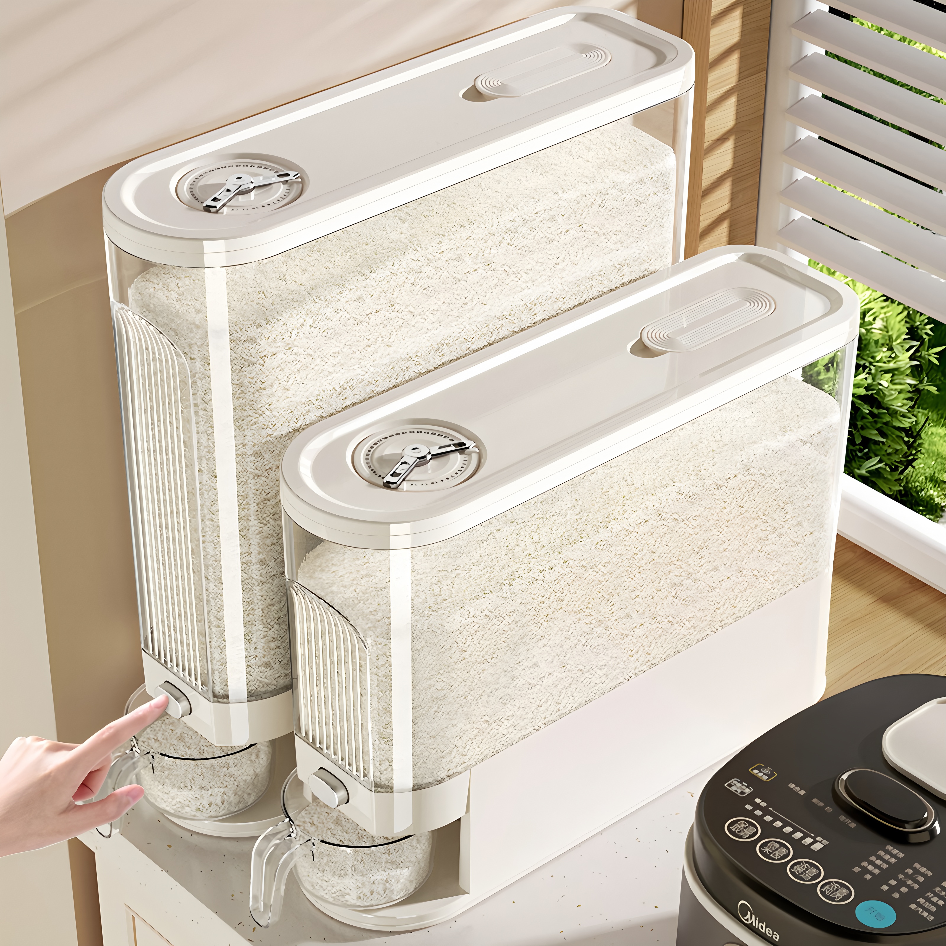 日本2025新款防虫防潮按压式米桶