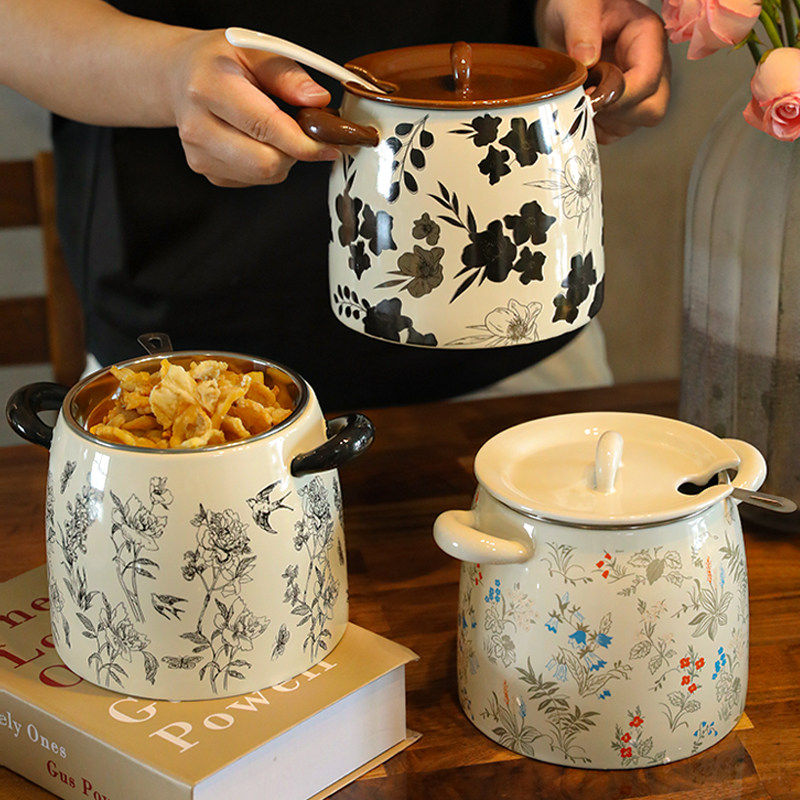 日本陶瓷猪油罐家用耐高温带盖大容量油泼辣子椒佐料储物罐食品级,厨房/烹饪用具,油壶,淘宝优惠券,粉丝福利购,淘宝优惠卷