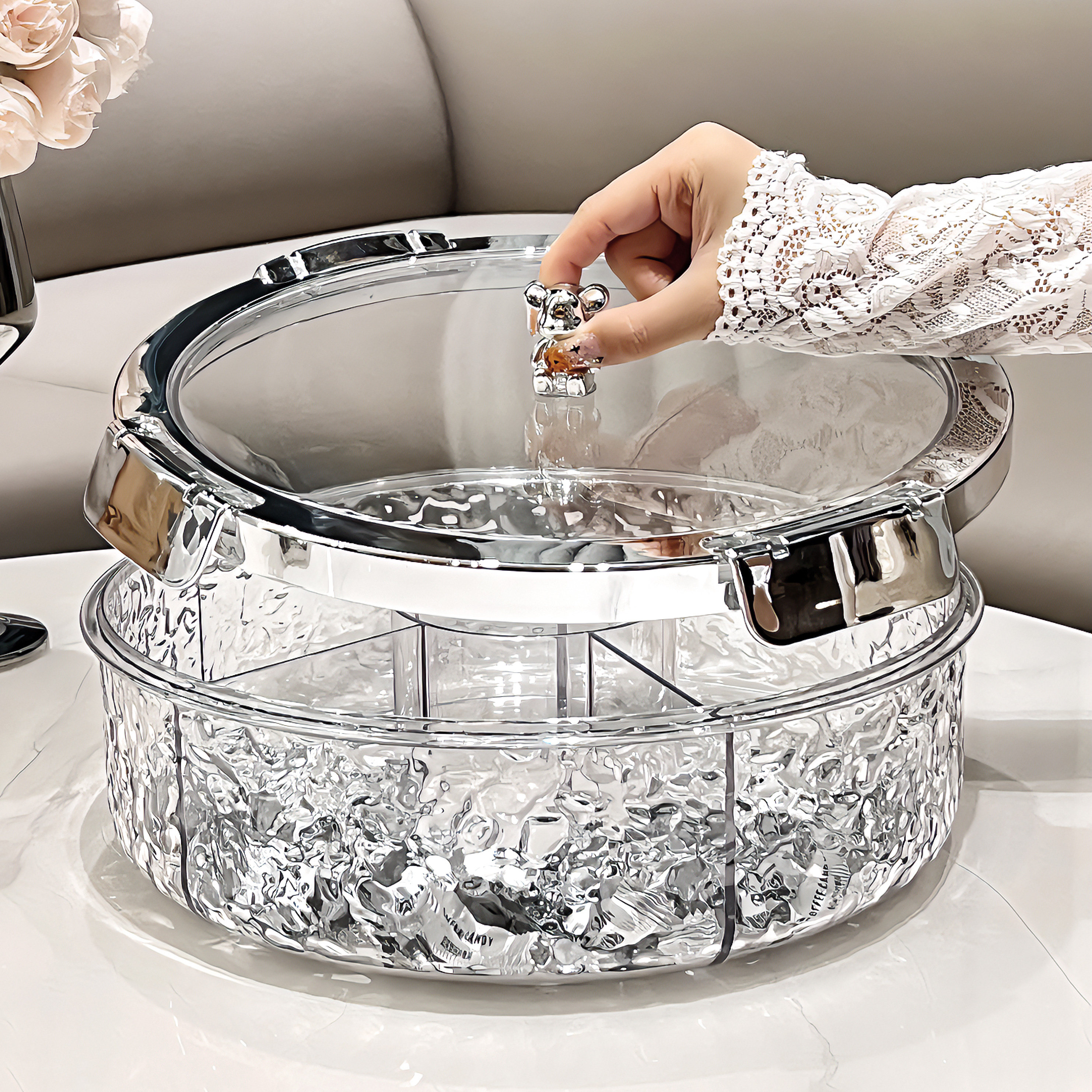 日本干果盘客厅茶几家用零食摆放盘轻奢高颜值分格坚果糖果水果盘