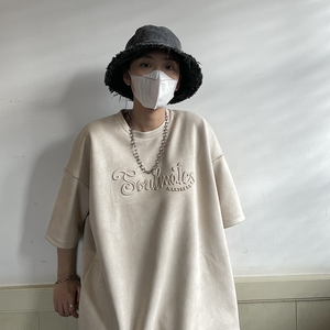 260克 麂皮绒立体压印短袖T恤814-1-T94-P45 控59（100聚酯纤维）图片