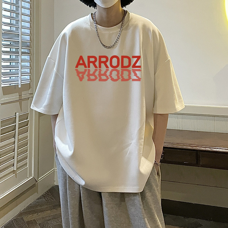 美式设计感模糊倒影字母印花休闲短袖T恤男女814-1-T042-P28,男装T恤,星座814-1