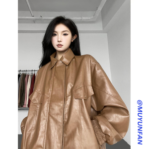 设计感工装PU皮夹克外套 814-1-JK400-P118 148(聚酯纤维图片