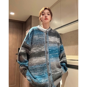 814-1-M369-P88 118 彩虹条纹开衫毛衣外套（80%腈纶20涤纶）图片